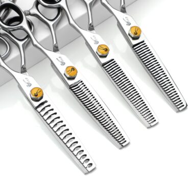 Pipe Handle Hair Scissor Set with Fishbone Thinning Shear