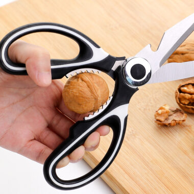 Stainless steel kitchen scissor for cutting meat, bones, and poultry