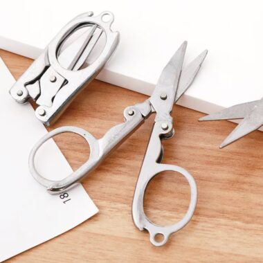 Portable folding stainless steel scissors for sewing and travel use