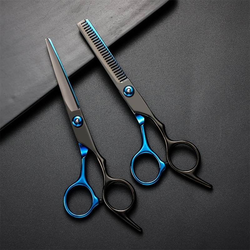 Stainless steel hair cutting scissors kit with thinning and straight shears