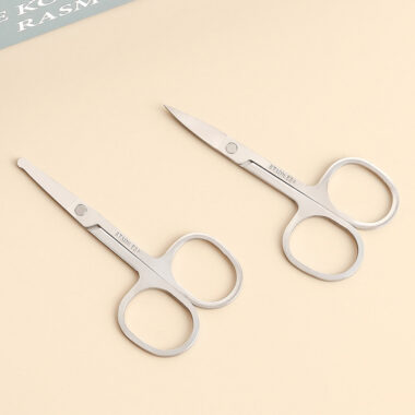 Stainless steel curved tip eyebrow and nose hair scissors