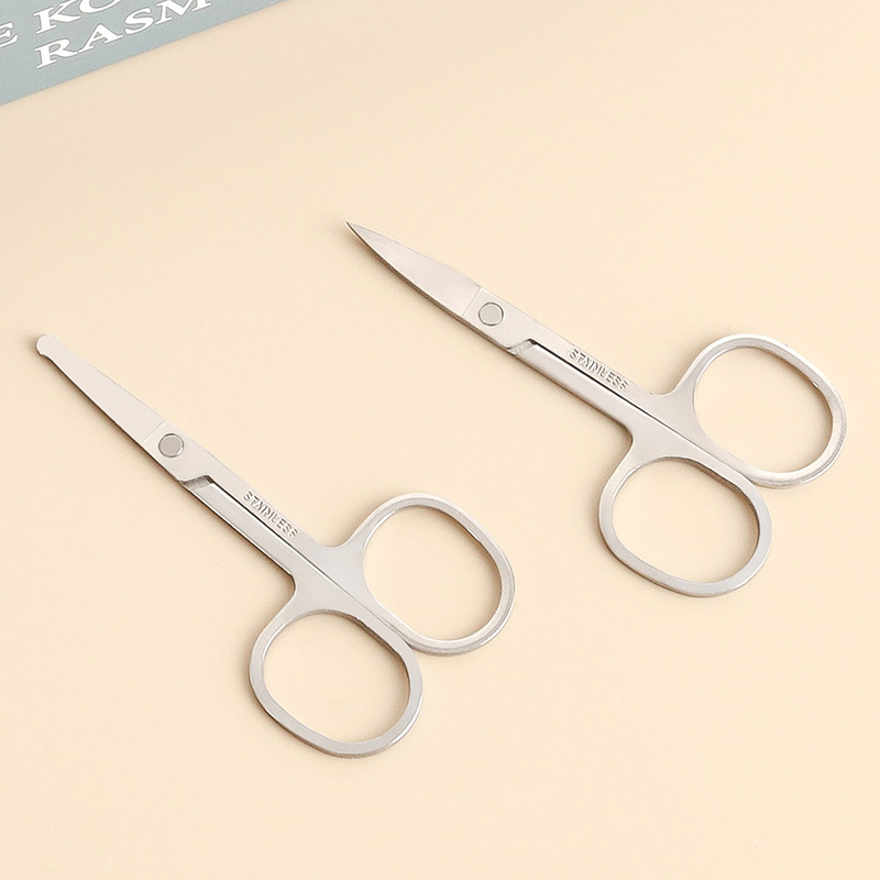 Stainless steel curved tip eyebrow and nose hair scissors