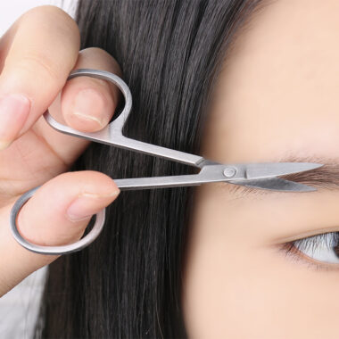 Stainless steel curved tip eyebrow and nose hair scissors