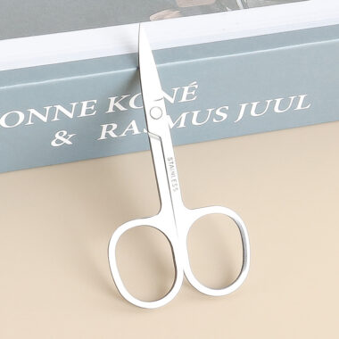 Stainless steel curved tip eyebrow and nose hair scissors